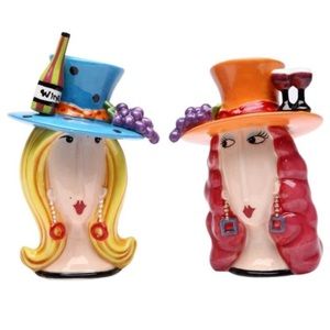 Fine Ceramic “Let’s Have Some Wine” Salt & Pepper Shaker Set